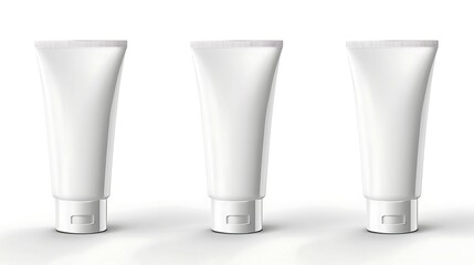 White cosmetic tube set isolated on white background.