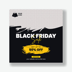 Editable Black Friday event special product sale discount offer or fashion sale social media posts, banner, ads template or grocery sale advertising template design