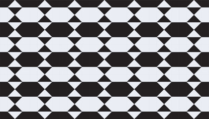 Black and white seamless hexagonal geometric pattern background