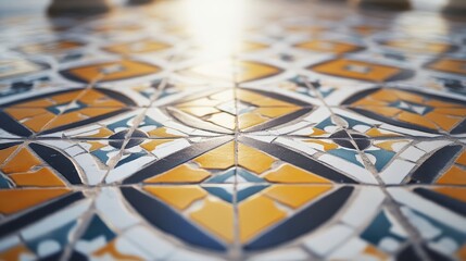 A mosaic pattern inspired by Mediterranean tiles in bright, contrasting colors.