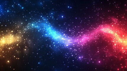 Obraz premium Vibrant Fantastic Cosmic View in Neon Colors with Glowing Stars and Space Clouds, Perfect Galaxy Scene, new beautiful stock image illustration AI