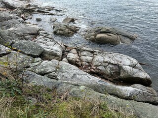 Rocky west coast shore line at the ocean