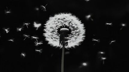 A time-lapse view of a dandelion dispersing its seeds in the wind.