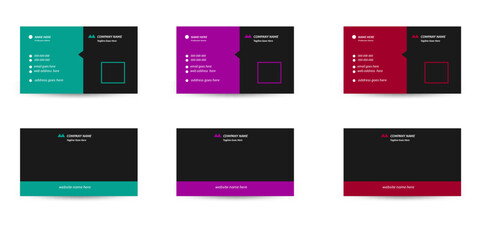 simple creative modern business card template layout design with red,blue and purple color 