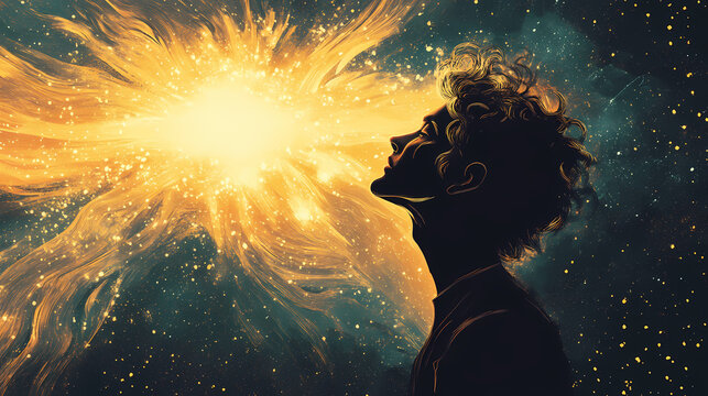 Celestial being banishing shadows with divine light. Divine. Illustration