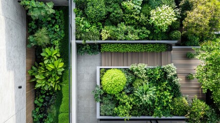 Fototapeta premium Aerial View of Lush Green Rooftop Garden