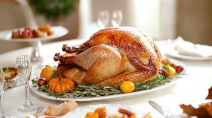 Bake roasted turkey dish for luxury traditional thanksgiving holiday gathering dinner