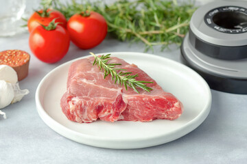 Fototapeta premium Lab where food scientists are developing new plant-based meat alternatives, using advanced technology and equipment