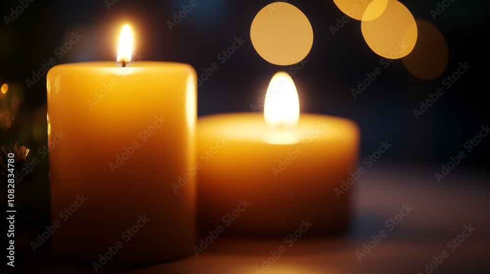 Poster cozy candlelit ambiance with soft glowing lights in a warm and intimate setting : generative ai