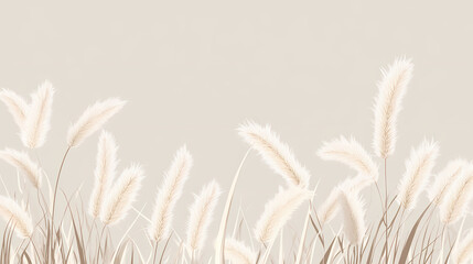Fototapeta premium Tranquil beauty of soft wheat grasses in calming beige hues. neutral tones and minimalist aesthetic serene background. the crop grass with natural elegance and simplicity. Serene. Illustration