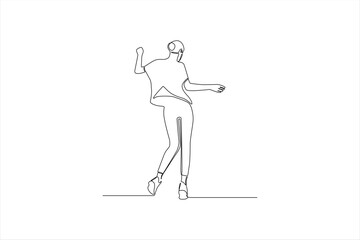 A minimalist line drawing of a person dancing, conveying movement and joy.