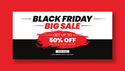Minimalist Black Friday Sale Template, Horizontal Social Media Cover Banner for Product Deals, Online Retail Discount Advertisement, Vector Marketing Promotion, and Special E-Commerce Offer Campaign