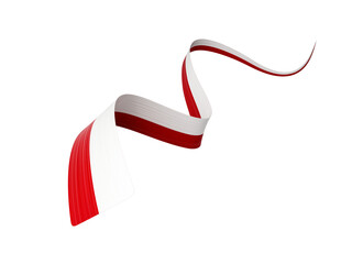 3d Flag Of Poland, 3d Shiny Waving Flag Ribbon Isolated On White Background, 3d illustration
