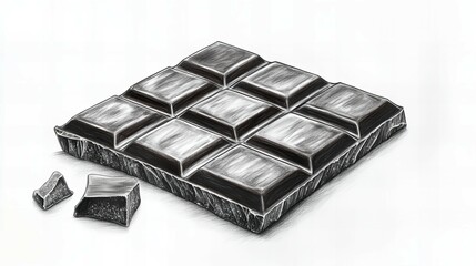 Hand-drawn chocolate bar sketch illustration with detailed texture, realistic cocoa design elements, and smooth candy shapes new beautiful stock image illustration AI