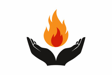 Hands Cupping a Small Flame Vector illustration 