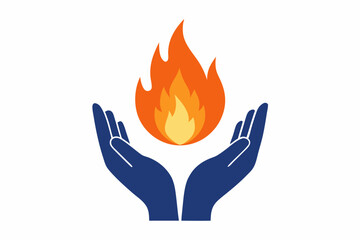 Hands Cupping a Small Flame Vector illustration 