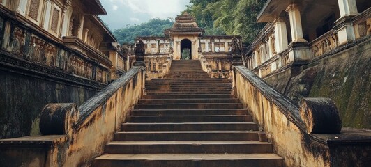 Ancient Stone Steps Leading to a Temple
