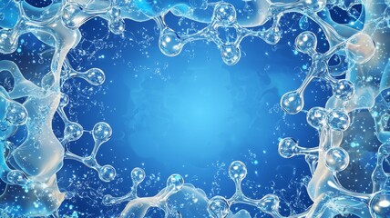Hydrogel Wallpaper with Droplets and Bubbles on Blue Background