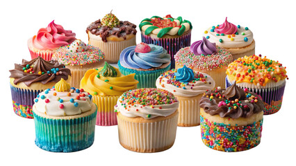 Collection of Funfetti Cake isolated on transparent png background. Generative ai