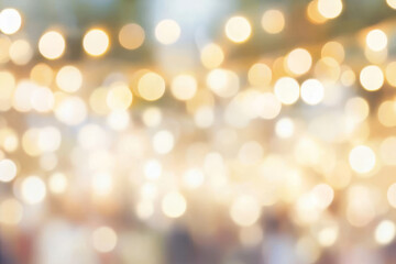 Obraz premium Soft bokeh lights create dreamy atmosphere, perfect for backgrounds or festive themes. warm glow adds touch of magic to any setting