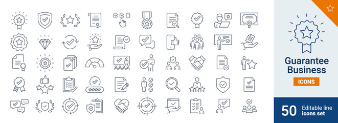Guarantee icons Pixel perfect. option, check, award, ...