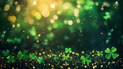 Green Bokeh Background with Golden Sparkles