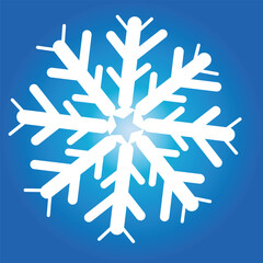 White Snowflake Ice Crystal Flat Icon Isolated Vector Illustration On Blue BG