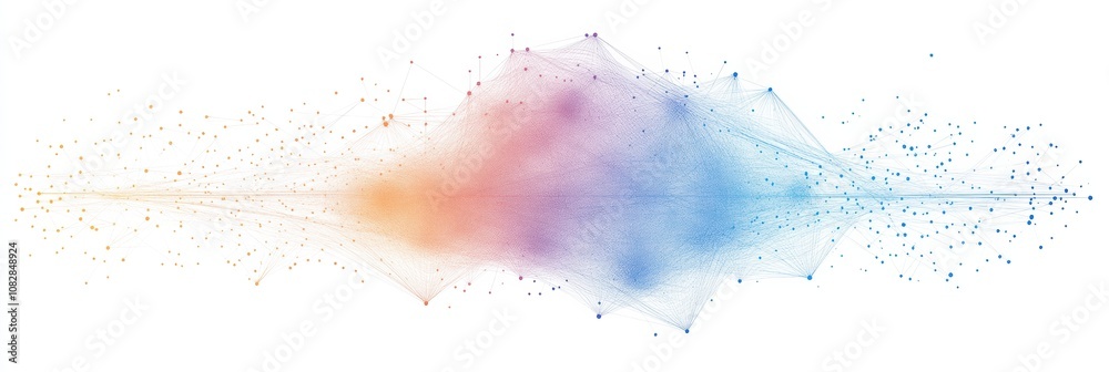 Poster a visual representation of a data cloud featuring thin lines extending outwards, symbolizing connect