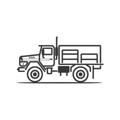 Line Drawing of a Flatbed Truck