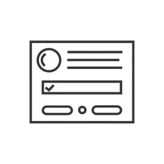 Line drawing of a form with a check mark and three buttons