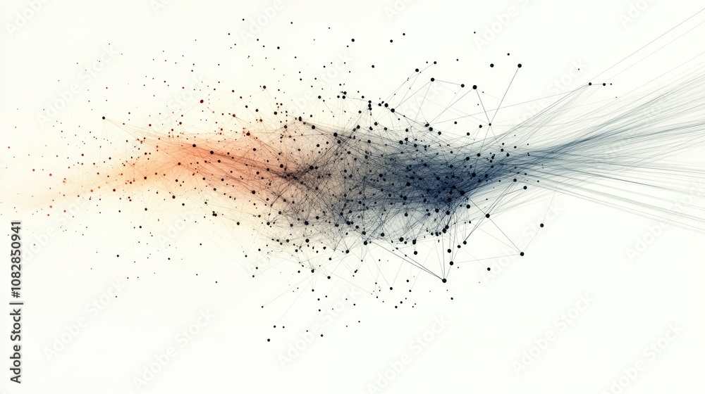 Fototapete a detailed schematic representing a data cloud with thin lines extending outward, showcasing digital