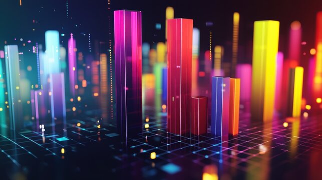 3D Bar Chart Illustrating 5G Technology Global Adoption Rates by Region in 2024