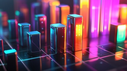 3D Bar Chart of Global E-commerce Revenue Growth 2015-2024 in Vibrant Colors