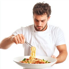 person eating spaghetti