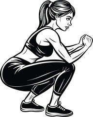 Silhouette Vector Illustration of a Girl Fitness  Workout Design