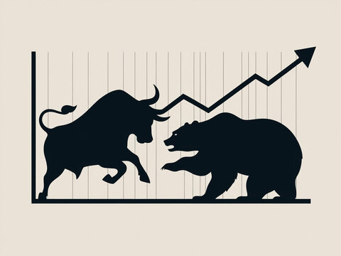 bull and bear market silhouette clip art preview