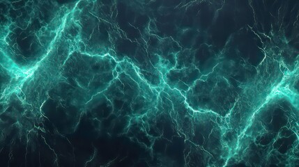 Fantasy green lightning, abstract electrical background ,Teal abstract lightning on black.