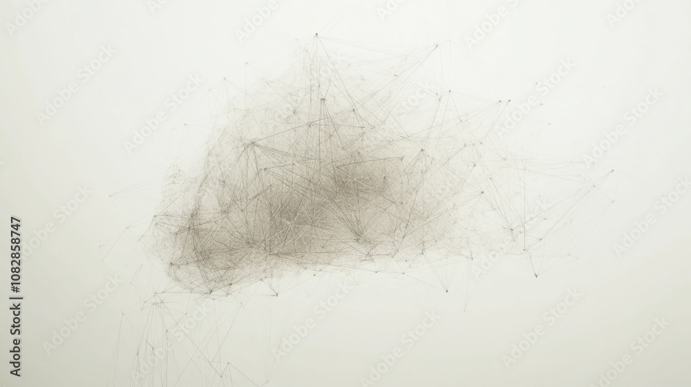 Fototapete a schematic design depicting a data cloud made of thin lines that extend outward, illustrating conce