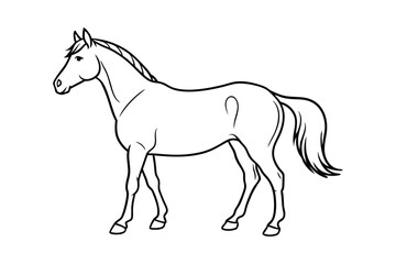 Horse Silhouette Vector - Majestic Equine Design, Minimalist Black & White Outline for Elegant Animal Art