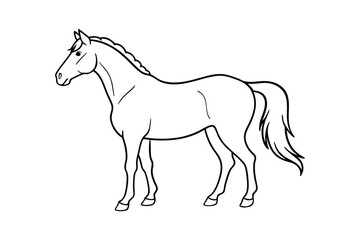 Horse Silhouette Vector - Majestic Equine Design, Minimalist Black & White Outline for Elegant Animal Art