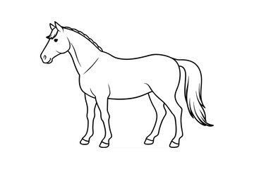 Horse Silhouette Vector - Majestic Equine Design, Minimalist Black & White Outline for Elegant Animal Art