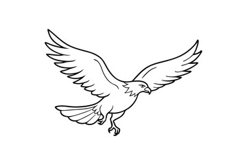 Dove of Peace Vector - Minimalist Bird Silhouette with Wings, Elegant White Outline, Symbol of Freedom & Hope
