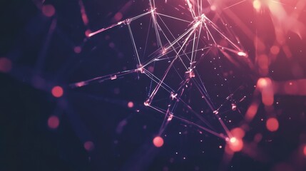 Obraz premium Glowing Interlinking Nodes in Dark Tech Background