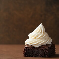 Soft Cream Piped Over Chocolate Brownie Slice