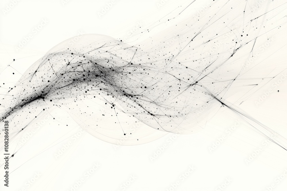 Poster thin lines extend from a central data cloud, showcasing a network of interconnected information in a
