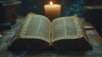 An Open Ancient Book with Smoke Rising from its Pages
