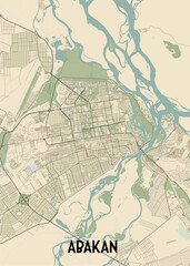 Abakan, Russia map poster art