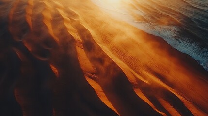 Aerial View of Sand Dunes at Sunset