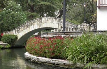 Arched bridge over canal