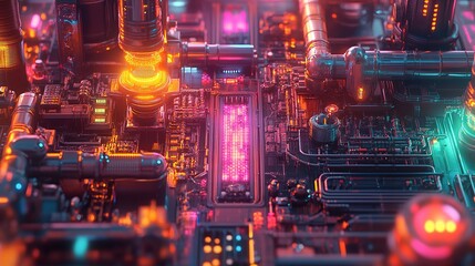 Fototapeta premium Neon Cyberpunk Circuitry